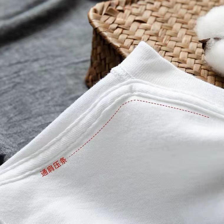 TouchsmartEF | Heavy 180g T-shirt, white pure cotton thick short sleeves, solid color loose basic bo