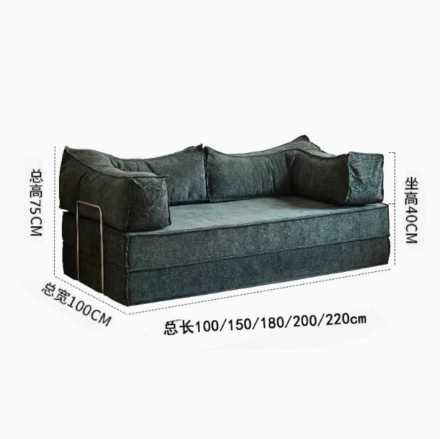 Fabric sofa living room small apartment rental house single double compression sofa dismantling and washing integrated dual-purpose folding sofa bed
