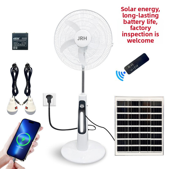 18 inch floor fan outdoor with light remote control three-in-one vertical fan charging solar fan