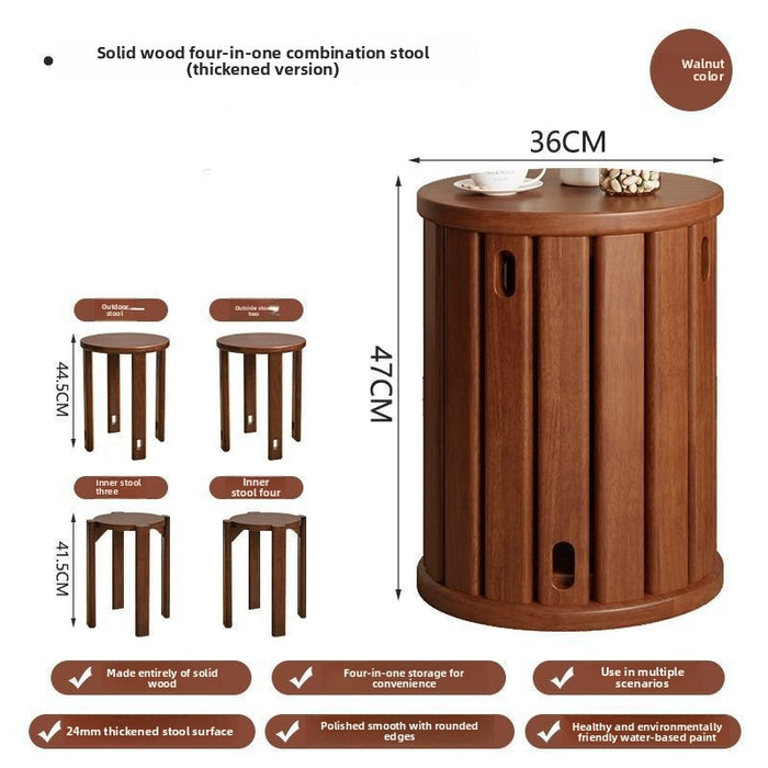 Solid wood stool household stackable bench combination does not take up space dining table chairs square stool dining room spare stool stacking stool