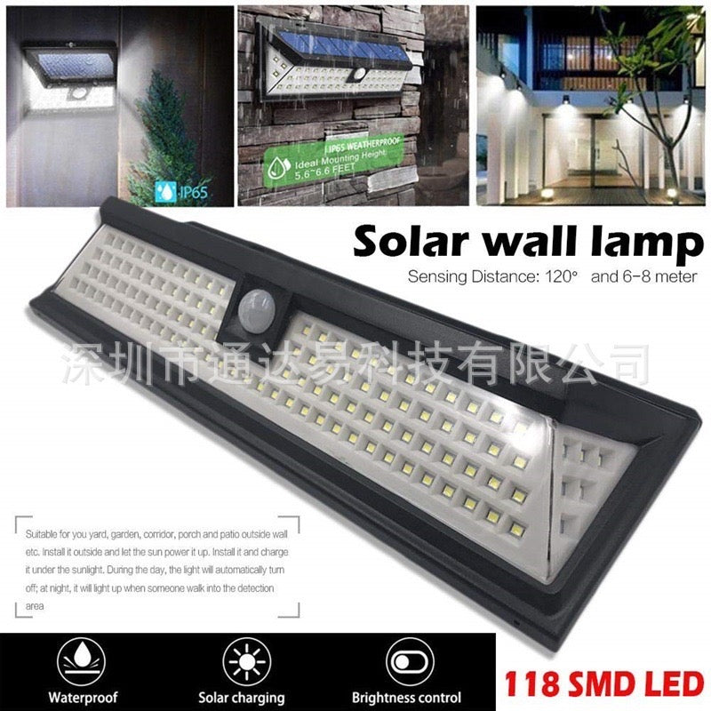 TouchsmartEF | Solar Wall Light LED Outdoor Sensor Light Wall Light 118LED Solar Wall Light