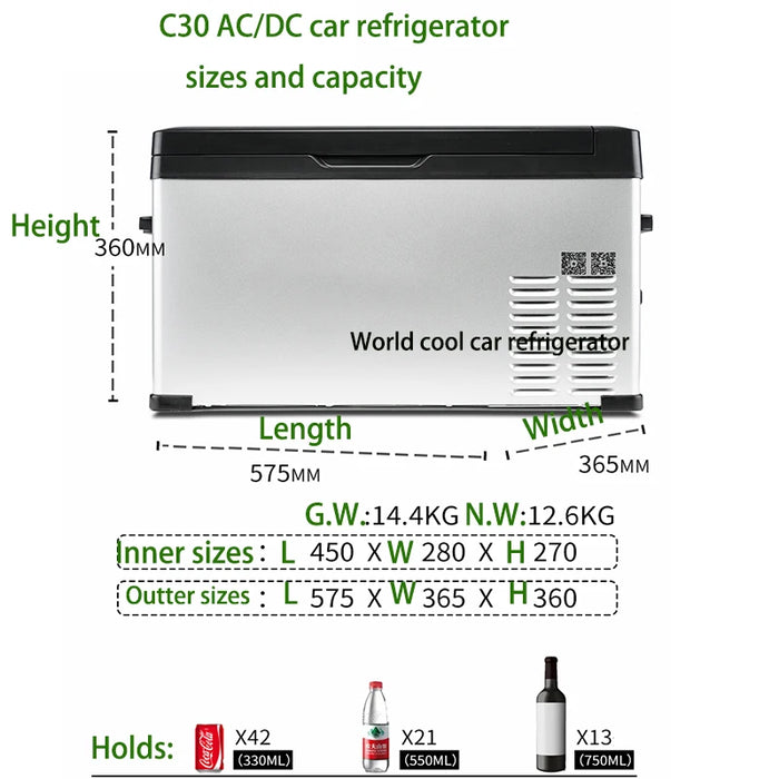 9 to 15L Alpicool Auto Car Refrigerator 12V Compressor Portable Freezer Fridge Quick Refrigeration Travel Outdoor Camping Cooler