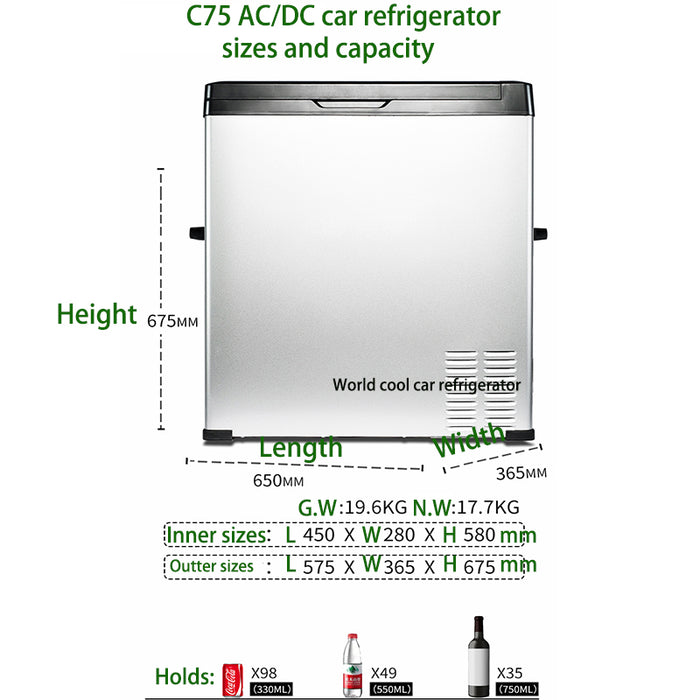 15 to 75LAlpicool Auto Car Refrigerator 12V Compressor Portable Freezer