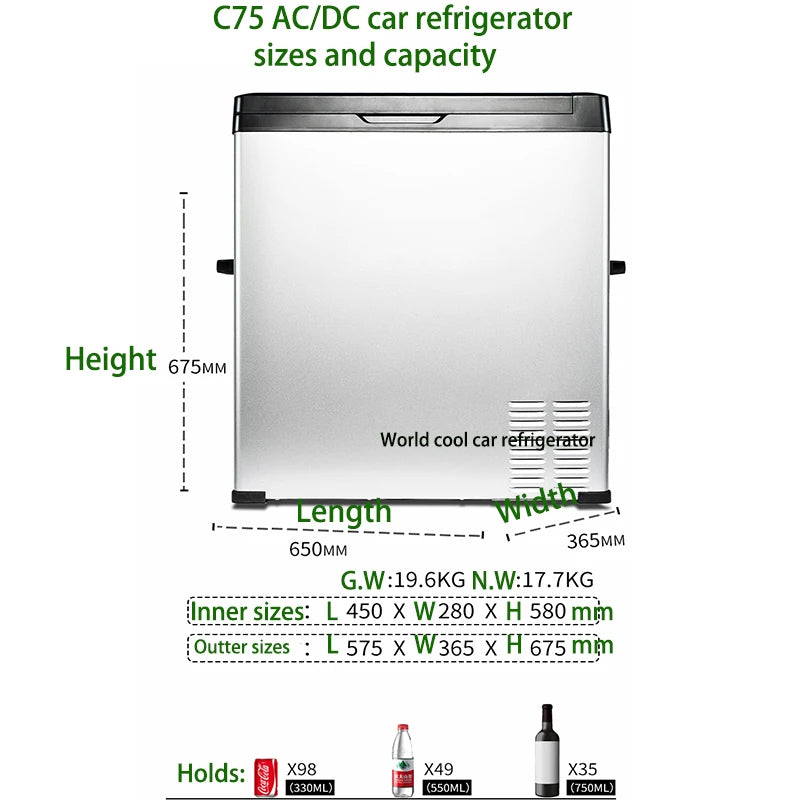 TouchsmartEF | 9 to 15L Alpicool Auto Car Refrigerator 12V Compressor Portable Freezer Fridge Quick