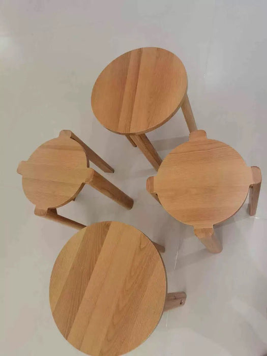 Solid wood stool household stackable bench combination does not take up space dining table chairs square stool dining room spare stool stacking stool