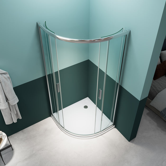 Sector-shaped shower room tempered glass curved sliding door