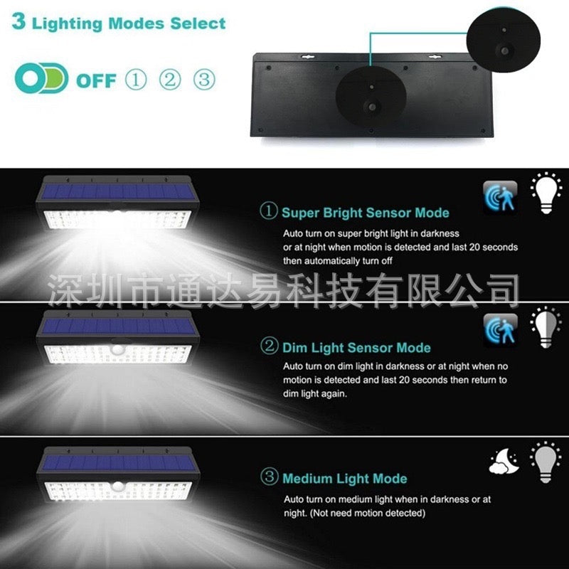 TouchsmartEF | Solar Wall Light LED Outdoor Sensor Light Wall Light 118LED Solar Wall Light