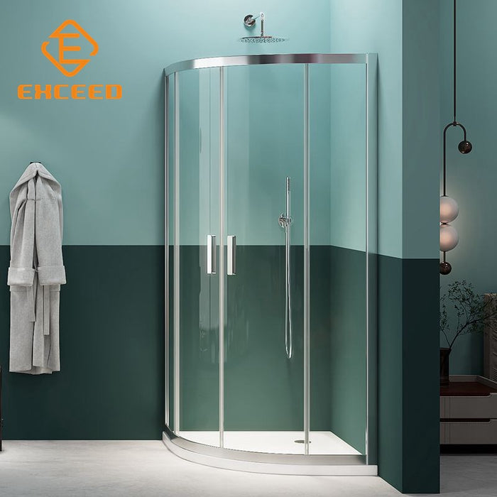 Sector-shaped shower room tempered glass curved sliding door