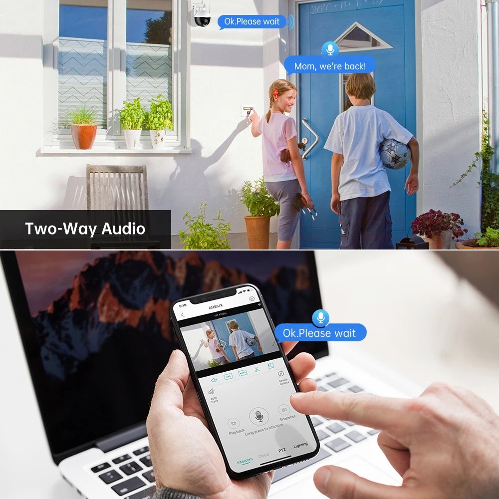 TouchsmartEF | 4MP PTZ WiFi Camera AI Human Detection Color Night Vision Video Surveillance Outdoor