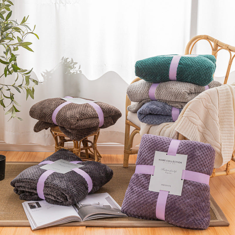 TouchsmartEF | Cross-border foreign trade thickened pineapple plaid blanket flannel sofa blanket aut