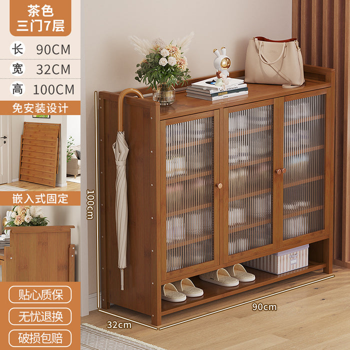 Shoe rack simple and strong multi-layer dust-proof shelf at home door, foldable finished product storage shoe cabinet