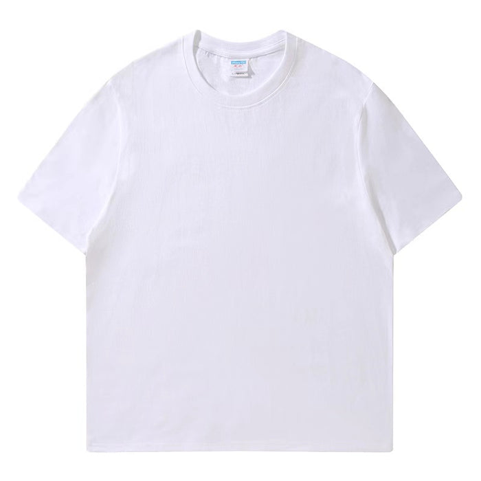 Heavy 180g T-shirt, white pure cotton thick short sleeves, solid color loose basic bottoming shirt