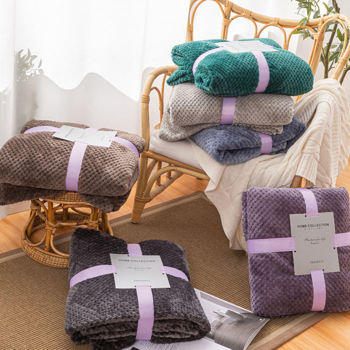 Cross-border foreign trade thickened pineapple plaid blanket flannel sofa blanket autumn and winter gifts coral fleece blanket pet blanket