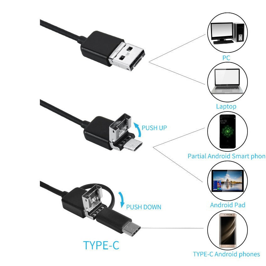 TouchsmartEF | 5.5mm 3-in-1 mobile phone computer endoscope type C connector automotive air conditio