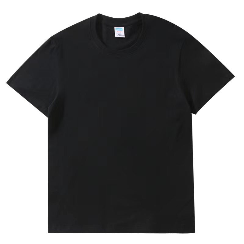 TouchsmartEF | Heavy 180g T-shirt, white pure cotton thick short sleeves, solid color loose basic bo