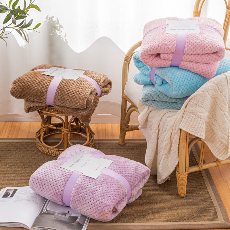 TouchsmartEF | Cross-border foreign trade thickened pineapple plaid blanket flannel sofa blanket aut
