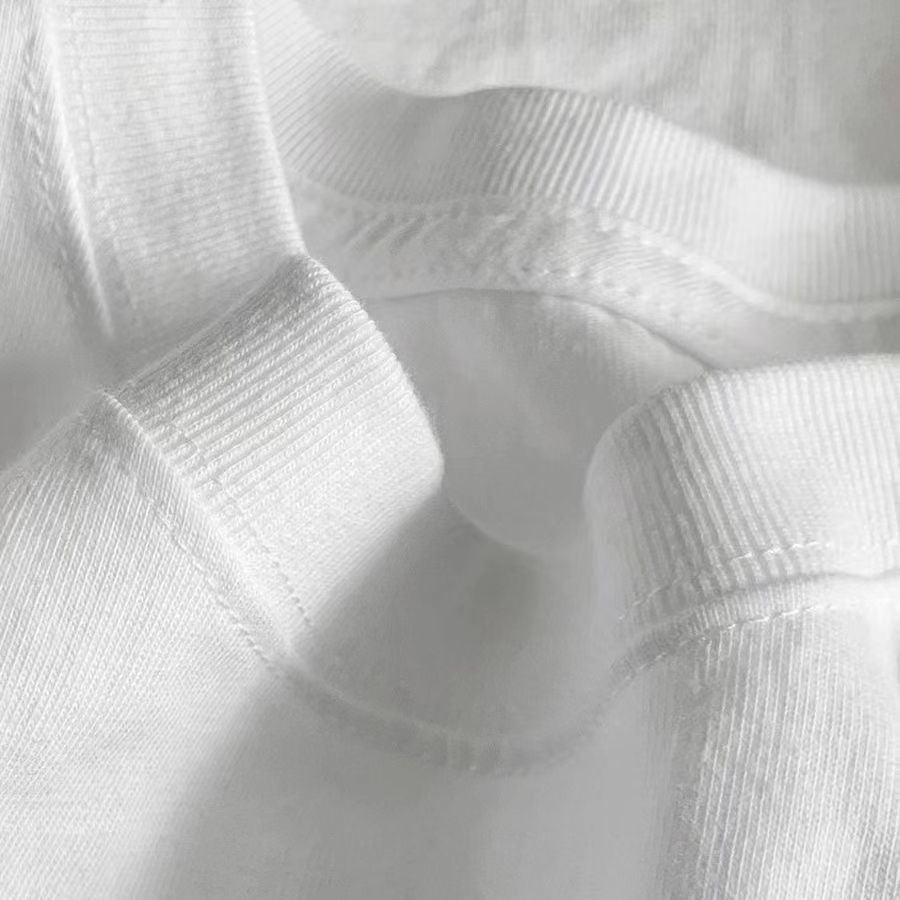 TouchsmartEF | Heavy 180g T-shirt, white pure cotton thick short sleeves, solid color loose basic bo