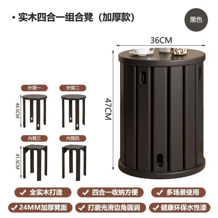 Solid wood stool household stackable bench combination does not take up space dining table chairs square stool dining room spare stool stacking stool