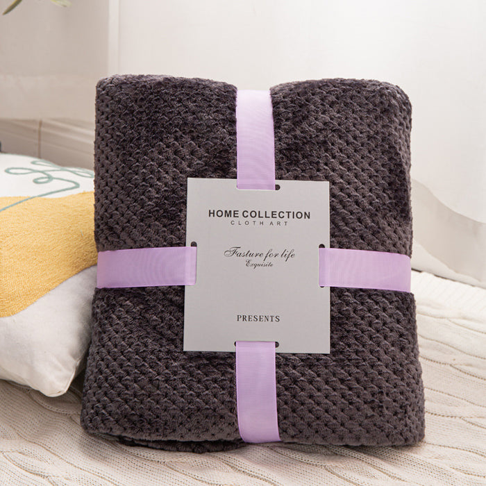 Cross-border foreign trade thickened pineapple plaid blanket flannel sofa blanket autumn and winter gifts coral fleece blanket pet blanket