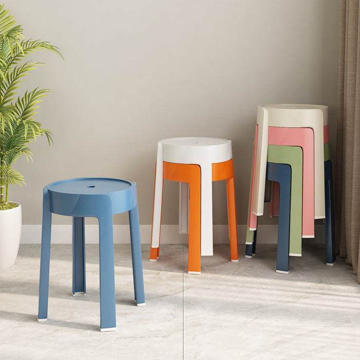 Living room dining room plastic stools can be stacked for storage