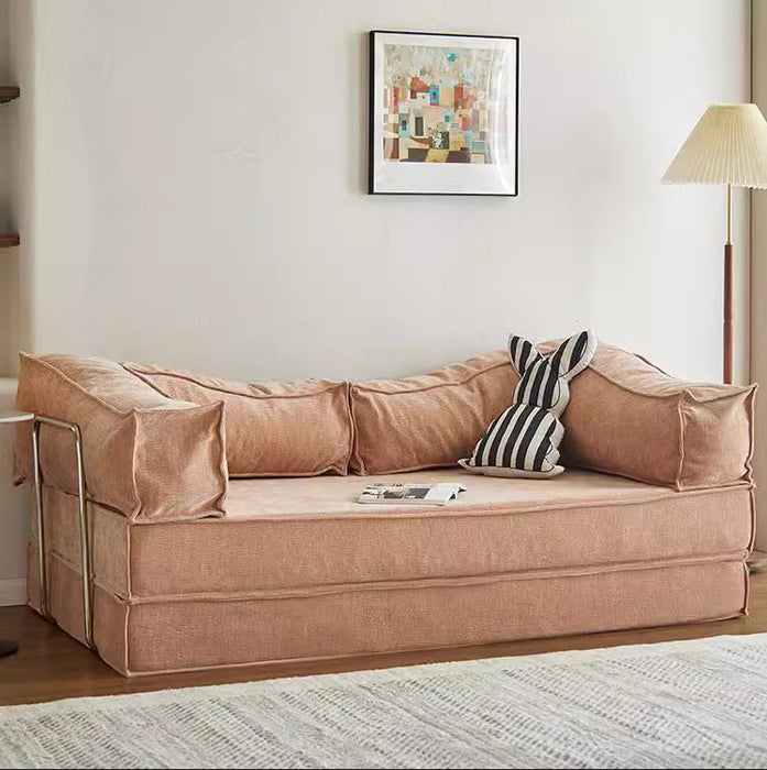 Fabric sofa living room small apartment rental house single double compression sofa dismantling and washing integrated dual-purpose folding sofa bed
