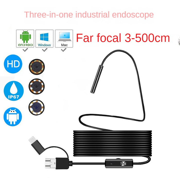 Three-in-One Hd Waterproof Industrial Pipe Endoscope Wifi Mobile Phone Universal