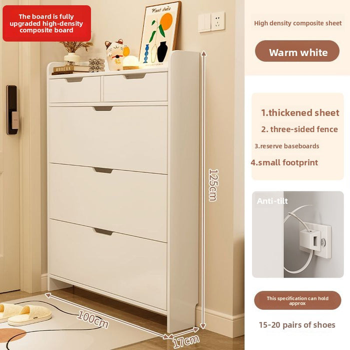 Ultra-thin shoe cabinet, tipping bucket at the door of the home, entrance cabinet, indoor storage, narrow shoe rack
