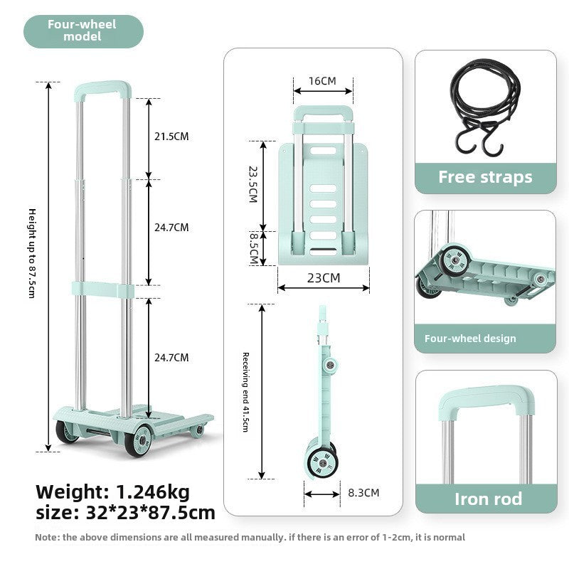 TouchsmartEF | Small pull cart folding household portable pull goods handling trailer shopping shopp
