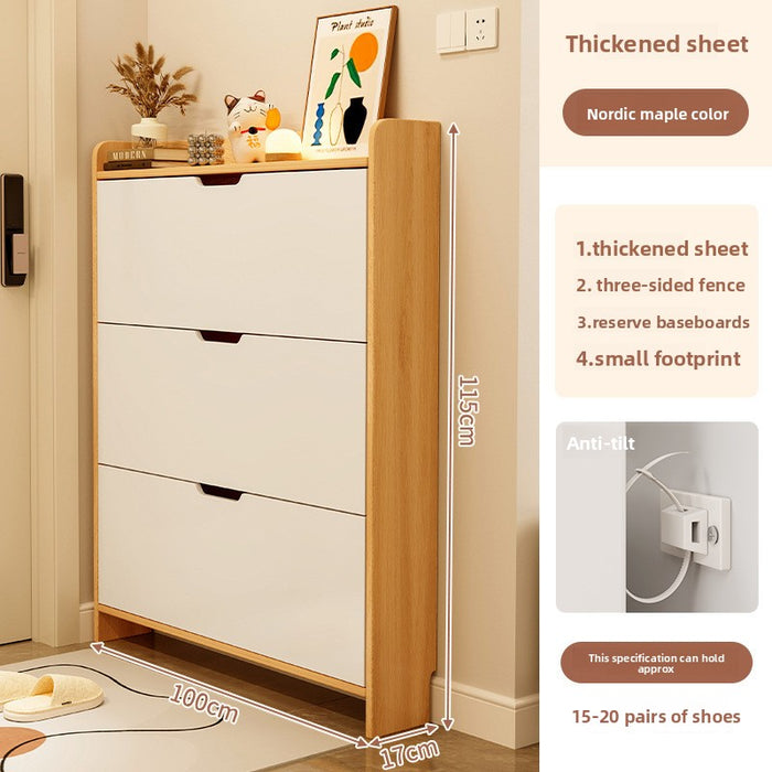 Ultra-thin shoe cabinet, tipping bucket at the door of the home, entrance cabinet, indoor storage, narrow shoe rack