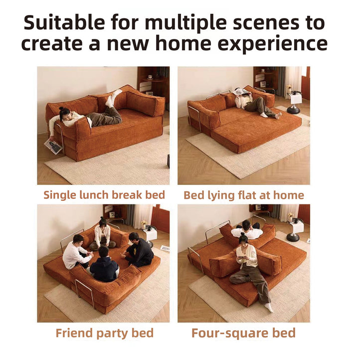 Fabric sofa living room small apartment rental house single double compression sofa dismantling and washing integrated dual-purpose folding sofa bed