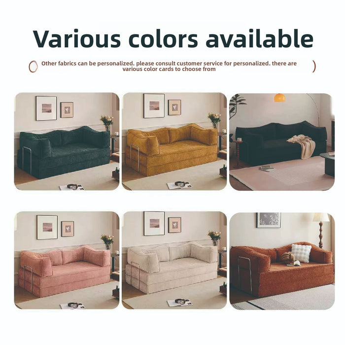 Fabric sofa living room small apartment rental house single double compression sofa dismantling and washing integrated dual-purpose folding sofa bed