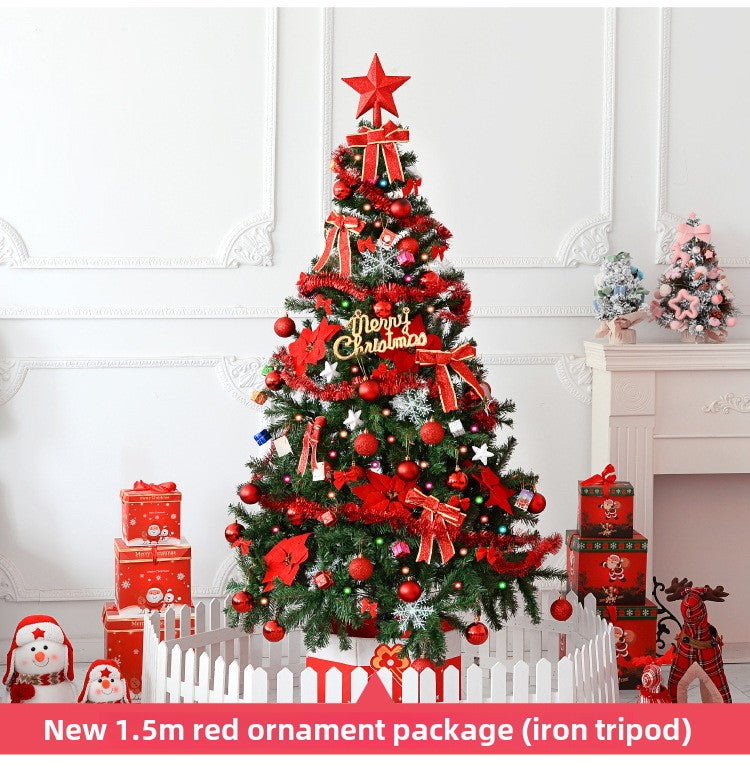 TouchsmartEF | Christmas tree set 1 5/1.8/2.1  meters  red and golden  Christmas tree with the decor