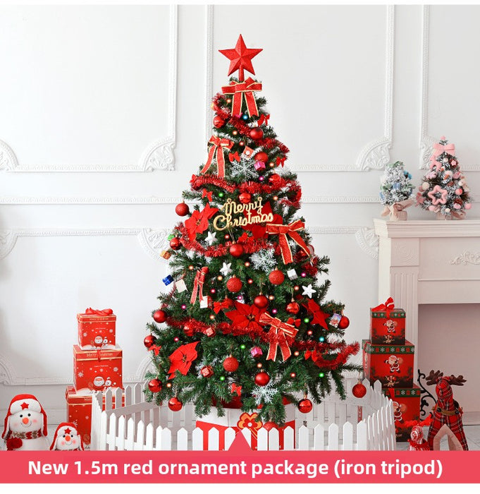 Christmas tree set 1 5/1.8/2.1  meters  red and golden  Christmas tree with the decoration set and lights