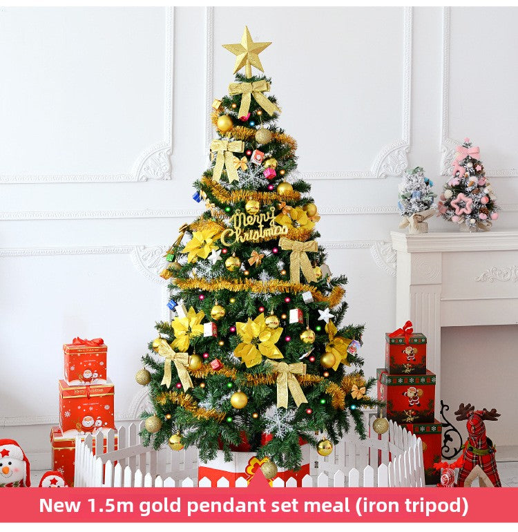 TouchsmartEF | Christmas tree set 1 5/1.8/2.1  meters  red and golden  Christmas tree with the decor