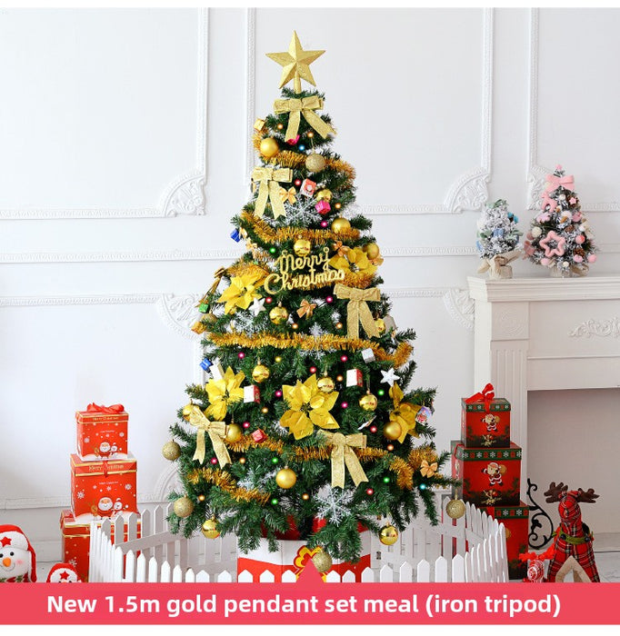 Christmas tree set 1 5/1.8/2.1  meters  red and golden  Christmas tree with the decoration set and lights