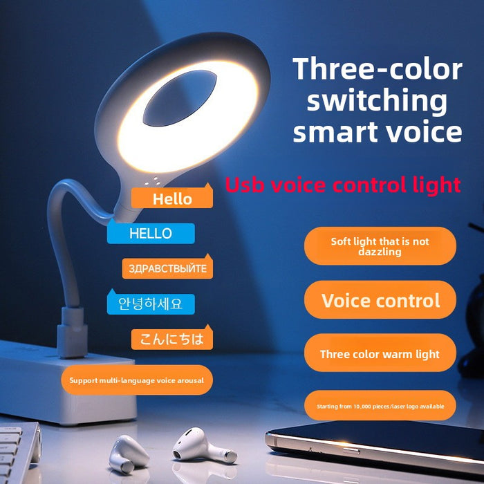 USB LED Light Smart Voice Control Lamp Eye Protection Night