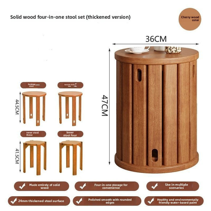 Solid wood stool household stackable bench combination does not take up space dining table chairs square stool dining room spare stool stacking stool